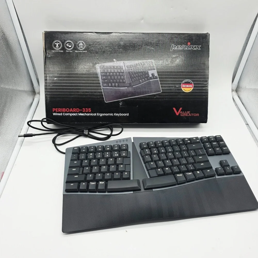 Perixx PERIBOARD-335 Wired Compact Ergonomic Mechanical Keyboard Brown Switch